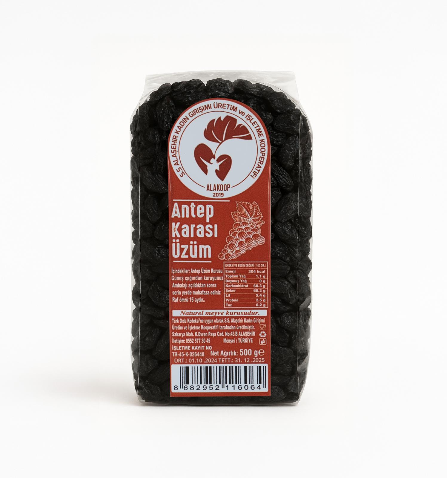 Antep Karası (Çekirdekli) Siyah Kuru Üzüm(500GR)
